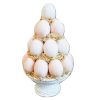 Vintage Italian Ceramic Egg Pile Tower Straw Ornament Figurine Kitchen Display Piece Prop c1970-80's
