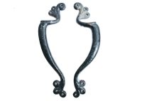 Antique English Black Painted Iron Large Metal Door Gate Cupboard Chest Furniture Handle Pull Opener Display Entry c1910's