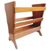 Vintage French Wooden Varnished Wood Magazine Newspaper Rack Storage Stand Display Cabinet Hallway Home Made c1960-1970's