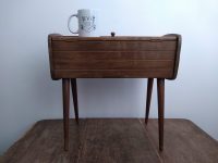 Alternative view of Vintage English Wooden Brown Natural Wood Sewing Craft Storage Box Folding Extending Compartments circa 1960-70's