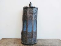 Alternative view of Vintage Moroccon Tunisian Heavily Tarnished Worn Rusty Wall Hanging Candle Blue Lamp Shade Lampshade Decor Design c1960-70's
