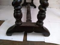 Alternative view of Antique English Wooden Brown Dark Wood Natural Barley Twist Legs Folding Extending Collapsing Table Stand Support c1910-20's