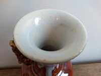 Alternative view of Vintage Chinese Brown White Foo Dog Handled Ceramic Glazed Jar Trophy Style Vase Storage Display Mantlepiece circa 1960-70's