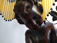 Alternative view of Vintage French Bedside Desktop Kitsch Girl Bronze Look Resin Figurine Ornament Electric Lamp Light Electric c1980-90's