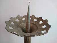 Alternative view of Antique French Large Church Chapel Metal Candle Pedestal Ornament Stand Display Acorn Decor c1910's