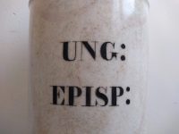 Alternative view of Antique French UNG EPISP White Porcelain Ceramic Pharmacy Medical Apothecary Pot Vase Container Storage Prop c1850's