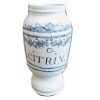 Antique French O. Citrin Blue White Faience Pottery Pharmacy Medical Apothecary Pot Vase Container Storage Prop c1850's