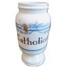Antique French Catholicum Blue White Faience Pottery Pharmacy Medical Apothecary Pot Vase Container Storage Prop c1850's