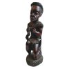 Vintage African Man Hunter Dressing Statue Figurine Male Primitive Carving Sculpture Wooden Primitive Tribal Art c1950-60's