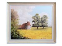 Vintage English Hawkenbury Kent Oast House Hop Drying Acrylic Painting On Hardboard Wood Edward Hartley Picture c1980’s Vintage English Hawkenbury Kent Oast House Hop Drying Acrylic Painting On Hardboard Wood Edward Hartley Picture c1980's