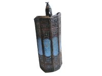 Vintage Moroccon Tunisian Heavily Tarnished Worn Rusty Wall Hanging Candle Blue Lamp Shade Lampshade Decor Design c1960-70’s Vintage Moroccon Tunisian Heavily Tarnished Worn Rusty Wall Hanging Candle Blue Lamp Shade Lampshade Decor Design c1960-70's