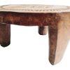 Vintage African Wooden Brown Natural Wood Small Milking Stool Chair Stand Display Foot Rest Plinth Seating circa 1960-70's