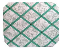 Vintage French Hand Made Pin Strap Note Card Board Store Wall Strap Storage Display Hanging Green White Flowers c1960’s Vintage French Hand Made Pin Strap Note Card Board Store Wall Strap Storage Display Hanging Green White Flowers c1960's