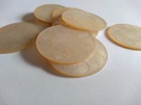 Alternative view of Antique Chinese INDIVIDUAL Mother Of Pearl Lotus Flower Round Circular Round Gaming Chip Counter Token Hand Engraved c1850's