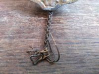 Alternative view of Vintage French Lamp Light Metal Pulley Hanging Extending Chain Hanger Decor Display Hallway Cloakroom Kitchen c1920-30's