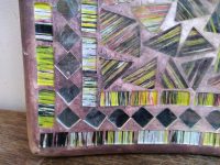 Alternative view of Vintage Moroccan Terracotta Square Convex Concave Plate Tray Dish Bowl Platter Mirror Glass Decorative Table circa 1970's