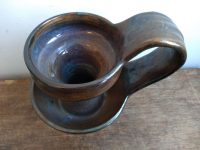 Alternative view of Vintage French Traditional Normandy Stoneware Pottery Handled Large Candle Candlestick Lighting Decor Display c1960-70's