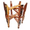 Vintage Moroccan Arabian Wooden Folding Table Tray Legs Brown Wood Brass Copper Brass Platter Stand Support c1980-90's