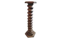 Vintage French Wine Vineyard Press Screw Style Stand Wood Wooden Heavy Tall Plinth Ornament Pot Display Rest Design c1950's