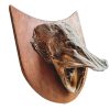 Vintage French Mounted Pike Fish Head Taxidermy On Shield Figurine Statue Mount Wall Decor Trophy Manor Hunting Lodge c1960s
