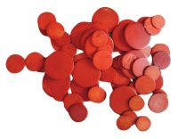 Antique Chinese Carved Red Dyed Bone Collection 65+ Circular Gaming Chips Counters Tokens Token Gambling Chip c1900's