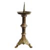 Antique French Medium Church Chapel Metal Candle Candlestick Stick Pedestal Ornament Stand Display Acorn Decor c1900's