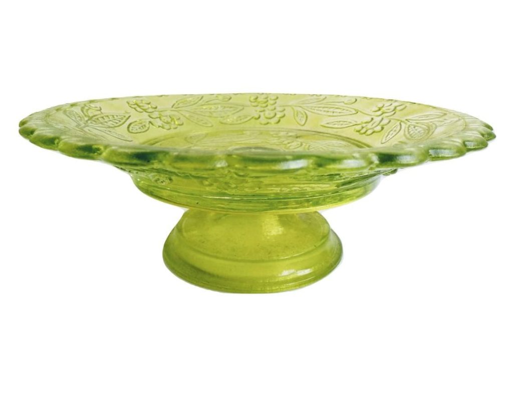 Vintage French Green Vaseline Style Glass Serving Dish Plate Table Centrepiece Decor Catch All Snacks Nuts Crisps c1950-60’s 3