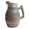 Vintage French Traditional Normandy Brown Pottery Stoneware Jug Pitcher Decanter Water Wine Damaged Prop circa 1950's