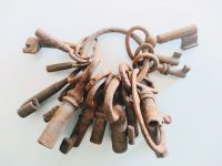 Alternative view of Antique French Small Rusty Iron Key Collection As Found On Original Keyring Cupboard Drawer Rusty Keys Door Lock c1910's