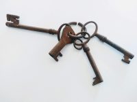 Alternative view of Antique French Medium Rusty Iron Key Collection As Found On Original Keyring Cupboard Drawer Rusty Keys Door Lock c1910-60's