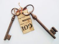 Alternative view of Antique French Large Medium Rusty Iron Key Collection As Found On String Cupboard Drawer Rusty Keys Door Lock c1910's