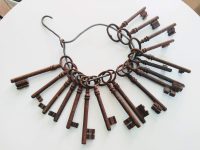 Alternative view of Antique French Medium Rusty Iron Key Collection As Found On Wire Loop Cupboard Drawer Rusty Keys Door Lock Job Lot c1910's