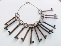 Alternative view of Antique French Medium Rusty Iron Key Collection As Found On Wire Ring Cupboard Drawer Rusty Keys Door Lock Job Lot c1910's