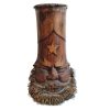 Vintage Chinese Hand Carved Bearded Smiling Buddha Face Bust Root Carving Wood Wall Hanging Decor Ornament Asian c1960-70's