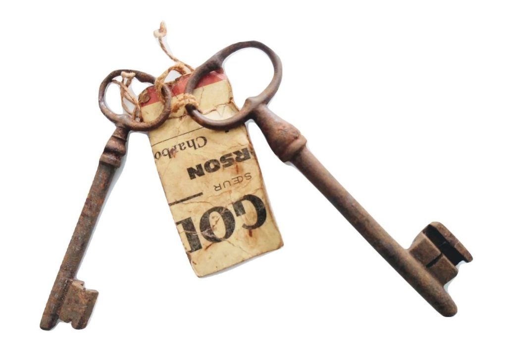 Antique French Large Medium Rusty Iron Key Collection As Found On String Cupboard Drawer Rusty Keys Door Lock c1910’s