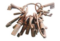 Antique French Small Rusty Iron Key Collection As Found On Original Keyring Cupboard Drawer Rusty Keys Door Lock c1910's