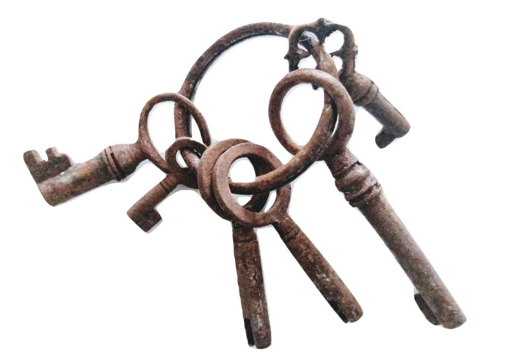 Antique French Small Rusty Iron Key Collection As Found On Original Keyring Cupboard Drawer Rusty Keys Door Lock c1910’s