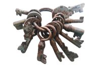 Antique French Small Rusty Iron Key Collection As Found On Original Keyring Cupboard Drawer Rusty Keys Door Lock c1910-70's