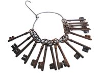 Antique French Medium Large Rusty Iron Key Collection As Found On Wire Cupboard Drawer Rusty Keys Door Lock Job Lot c1910's