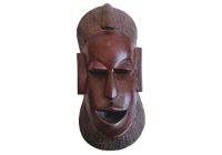 Vintage African Tribal Art Mask Bust Wooden Statue Figurine Carving Sculpture Wood Wall Hanging Interior Decor c1970's