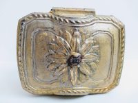 Alternative view of Antique French Gilded Brass Jewellery Jewelry Box Ring Silk Lined Cushioned Dressing Table Wedding Romantic Gift c1890's