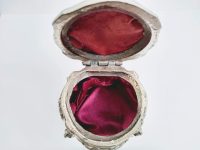Alternative view of Antique French Silver Plated Jewellery Jewelry Box Ring Silk Lined Cushioned Dressing Table Wedding Romantic Gift c1890's