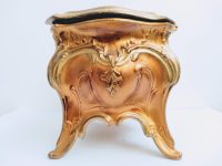 Alternative view of Antique French Gilded Brass Jewellery Jewelry Trinket Box Ring Silk Cushioned Dressing Table Wedding Romantic Gift c1880's