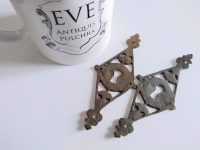 Alternative view of Antique French Ornate Bronze Brass Metal Small Key Hole Plate Cover Decor Keyhole Gold Door Furniture Decoration c1910's