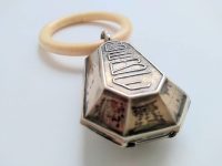 Alternative view of Antique French Silver Newborn Baby Bell Rattle Teething Ring Ornament Pendant Jewellery Jewelry Necklace Hanger Charm 1910's