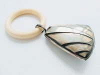 Alternative view of Antique French Silver Newborn Baby Bell Rattle Teething Ring Ornament Pendant Jewellery Jewelry Necklace Hanger Charm 1910's