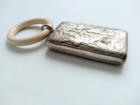 Alternative view of Antique French Silver Newborn Baby Bell Rattle Teething Ring Ornament Pendant Jewellery Jewelry Necklace Hanger Charm 1910's