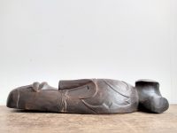 Alternative view of Vintage African Male Man Wooden Wood Mask Statue Figurine Primitive Sculpture Carving Tribal Wall Art Decor c1980-90's