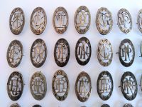 Alternative view of Antique French Ornate Silver Metal Initial Letter Monogram Uniform Clothing Badge Medal Pin Finishing Embelishment c1900's