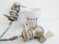 Alternative view of Vintage French Metal Ceramic Kitchen Bathroom Sink Plug Opening Lever Pull Plumbing Bathroom Kitchen Taps c1950s